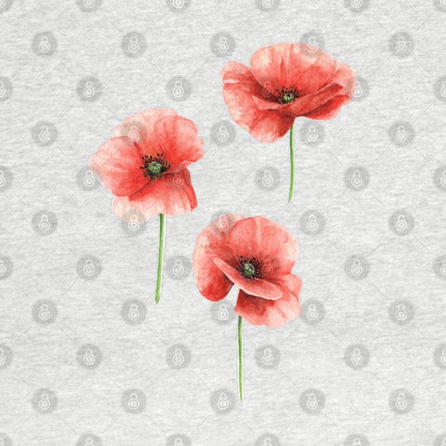 Red Poppies Pattern by Koiartsandus